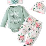 Renotemy Newborn Baby Girl Clothes Outfits Infant Romper Ruffle Floral Pants Cute Toddler Baby Girl Clothes Set
